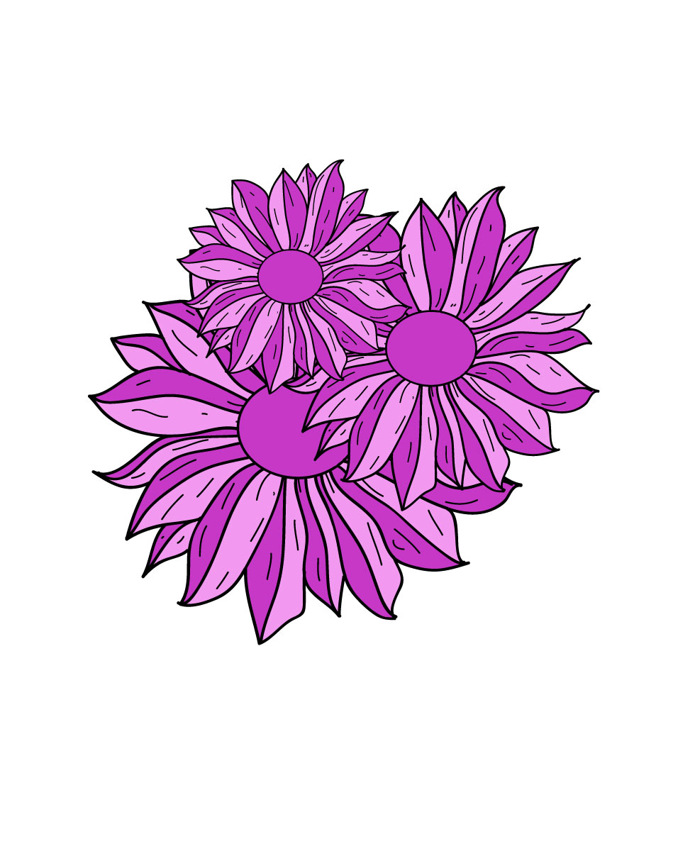 bunga-bunga ungu ditarik