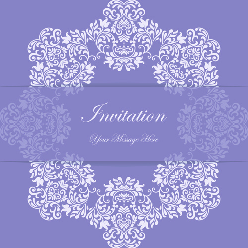 紫の花飾りカード ベクトル