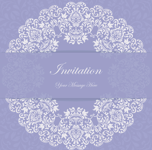 vectores de ornamentos florales púrpura tarjetas