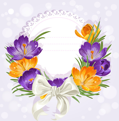 lila Blüte mit Bogen-Vektor-Karten