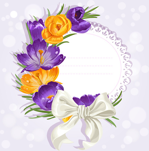 ungu bunga dengan busur vektor kartu