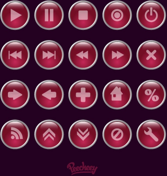 Botones multimedia morados Botones multimedia morados