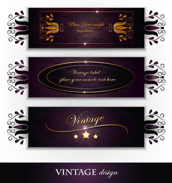 latar belakang vintage ungu vector set