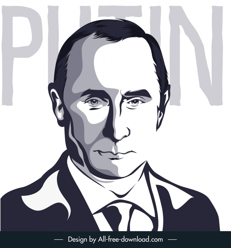 Putin Porträt Ikone flach klassisch handgezeichnet Umriss