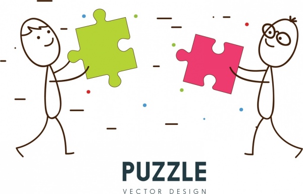 puzzle connessione sfondo dipinta a mano umana icone arredamento