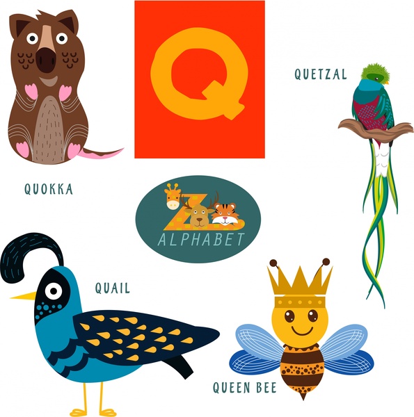 Q Letter Education With Cute Animals Illustration-vector Sport-free Vector  Free Download