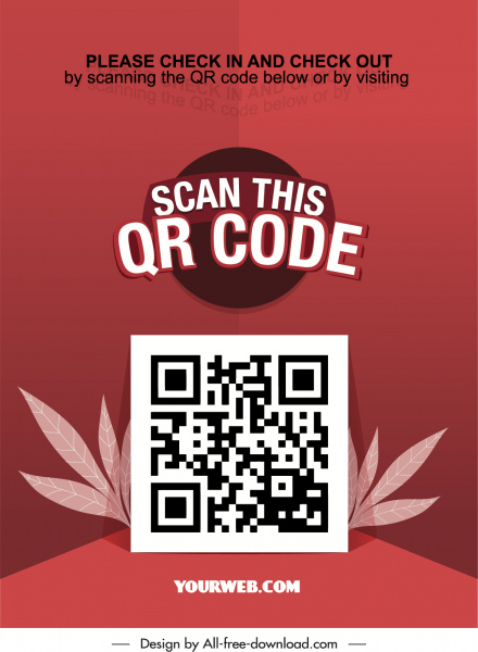 QR-код скан плакат красные листья декор