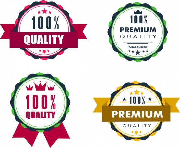 Qualitäts-Garantie-Label setzt klassische farbigen Kreis design