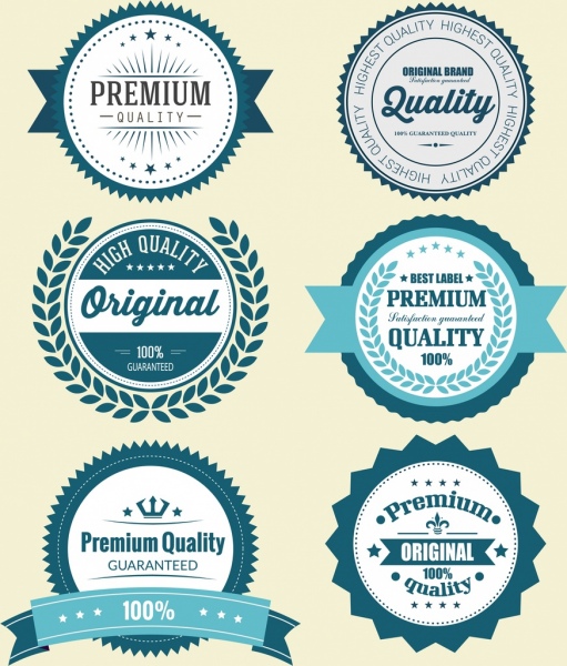 Diseño de etiquetas de calidad coleccion clasico circulo serrado