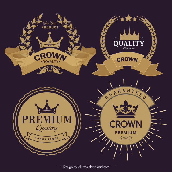 modelli di logo di qualità classico elegante disegno dorato scuro