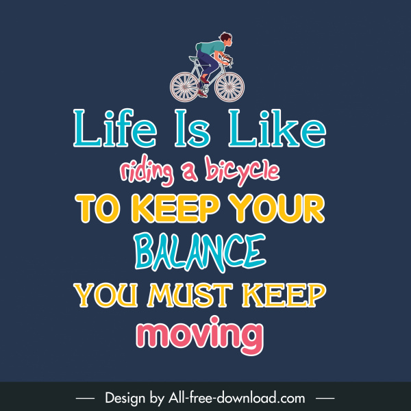 인용 포스터 템플릿 자전거 남자 스케치 다채로운 텍스트