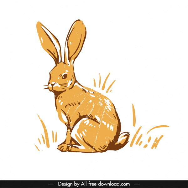 ikon hewan kelinci sketsa digambar tangan retro
