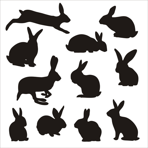 Kaninchen süß Silhouetten Vektoren