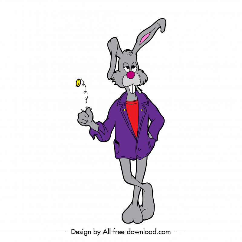 Ikon kelinci sketsa karakter kartun bergaya lucu