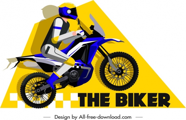 balapan banner sepeda motor biker ikon dekorasi