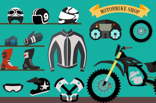 Racer Design Elemente Motorrad Zubehör schützende Kleidung Symbole