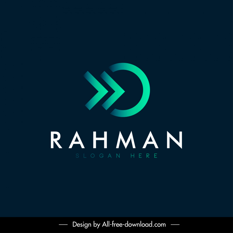 rahman logotipo plantilla elegante moderno contraste flechas círculo textos decoración