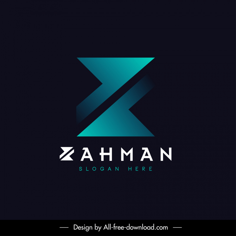 templat logo rahman panah simetris bentuk sketsa desain modern gelap yang elegan
