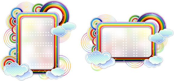 Vector de frontera de nubes arco iris