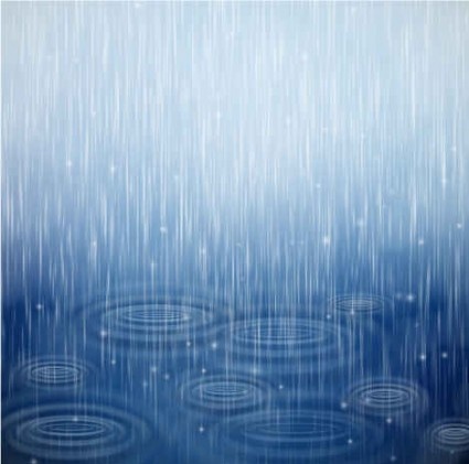 krople deszczu z wody niebieski tło wektor