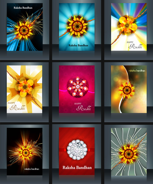 ラクシャバンダン美しいお祝い9パンフレットコレクションプレゼンテーションリフレクションデザイン