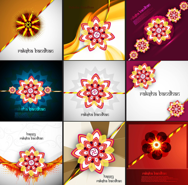 Raksha bandhan conception de vecteur coloré présentation belle célébration 9 collection