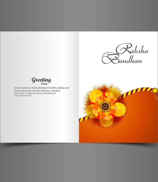 Raksha bandhan brillante cartolina d'auguri variopinta rakhi vector festival indiano