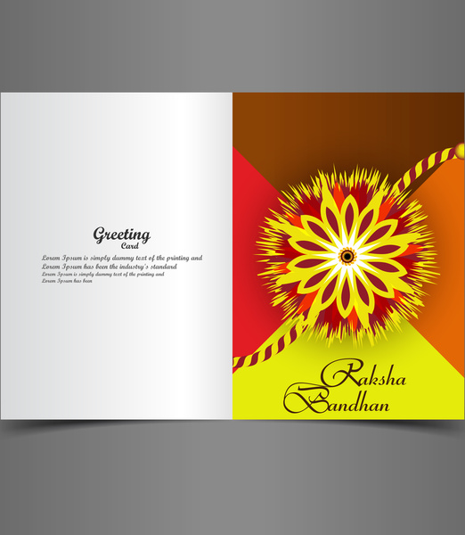 Raksha bandhan cartão colorido brilhante rakhi festival indiano vector