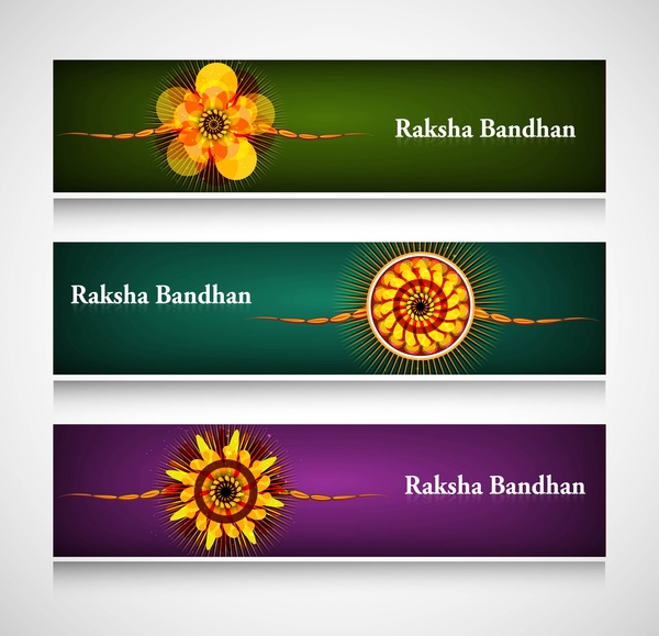 Raksha bandhan vetor colorido cabeçalhos de celebração