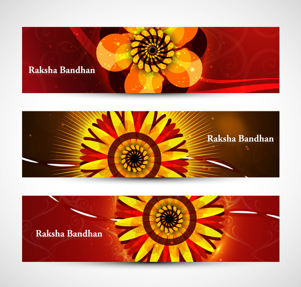 Raksha bandhan perayaan warna-warni header vektor