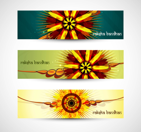 coloridas cabeceras de Raksha bandhan celebración vector