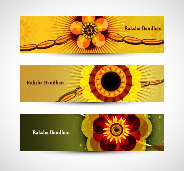 Raksha bandhan vetor colorido cabeçalhos de celebração