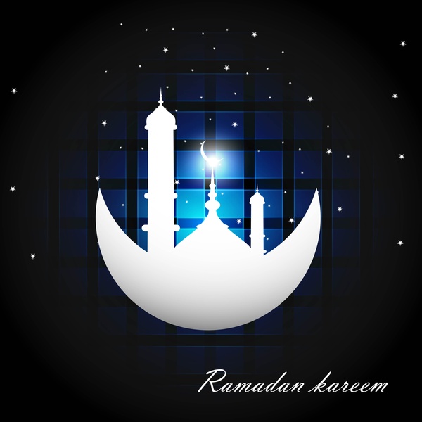 vettore colorato blu brillante di Ramadan kareem
