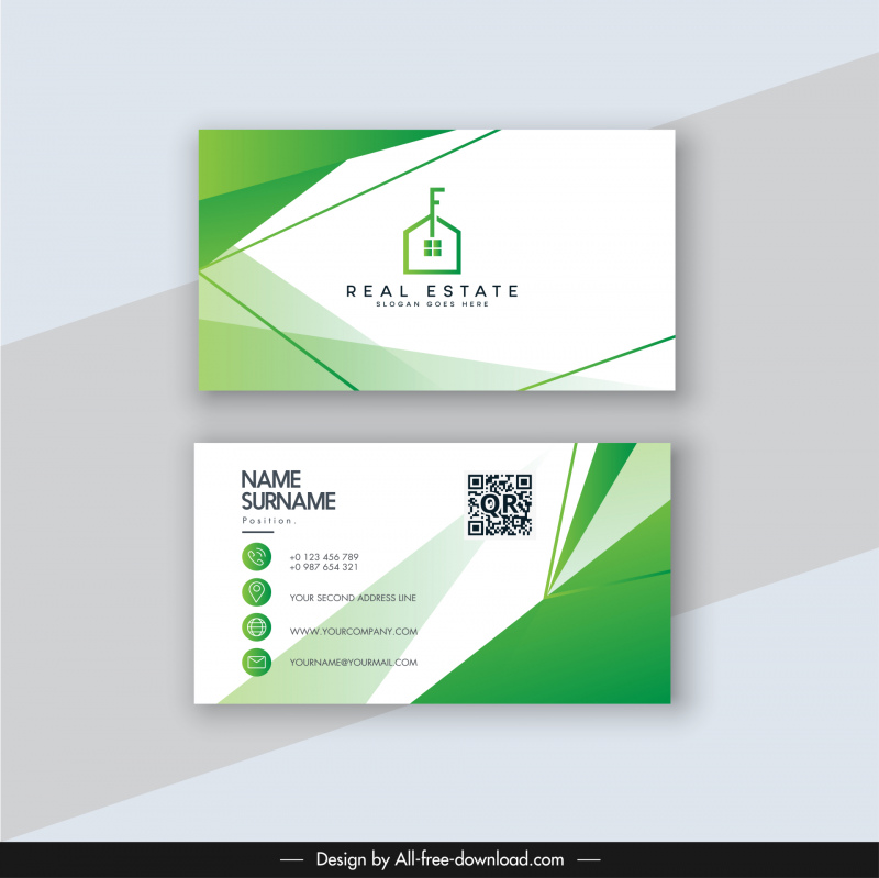cartão de visita imobiliário elegante verde linhas brancas casa decoração logotipo