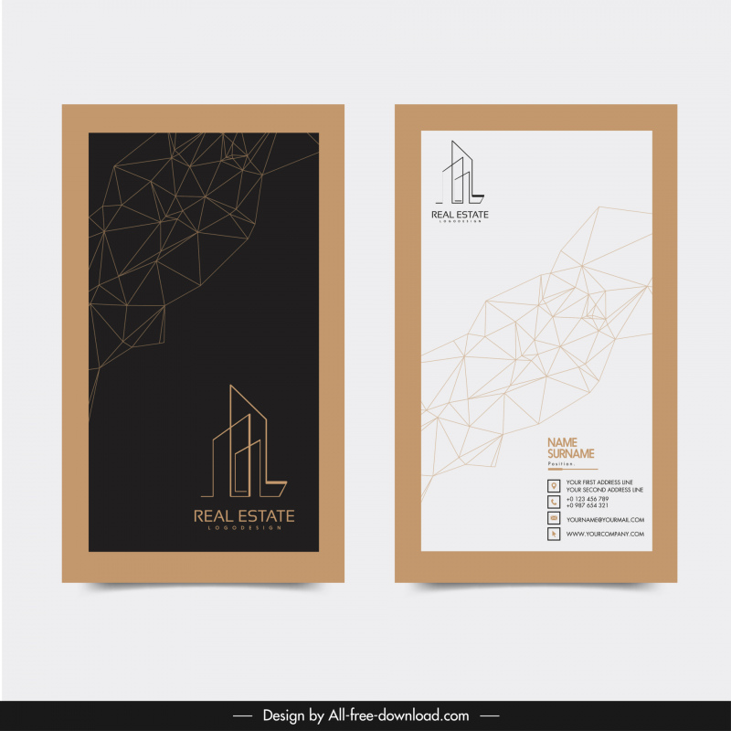 inmobiliaria tarjetas de presentación plantillas arquitectura logotipo logotipo líneas de conexión geométricas boceto