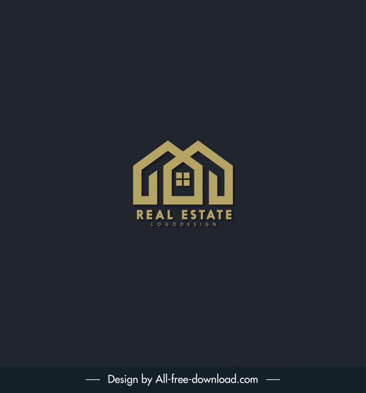 Immobilien-Logo-Vorlage dunkle Wohnung Fenster Stilisierung Skizze