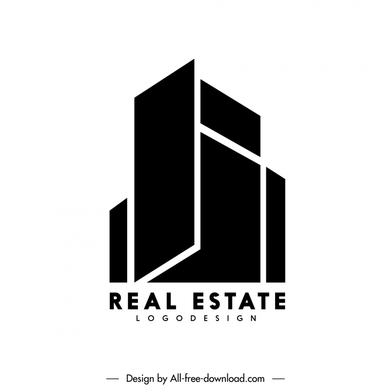 plantilla de logotipo de bienes raíces boceto de silueta plana