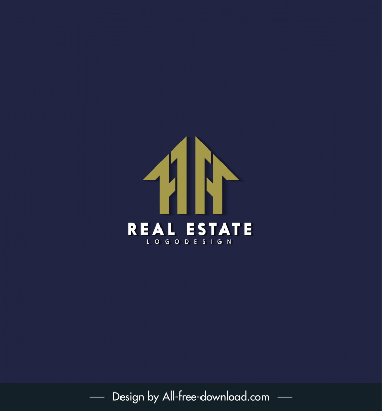 шаблон логотипа недвижимости симметричный плоский стилизованный текстовый дизайн дома