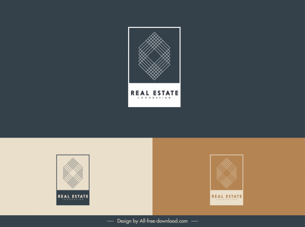 Immobilien-Logo-Vorlagen abstrakte symmetrische geometrische Skizze