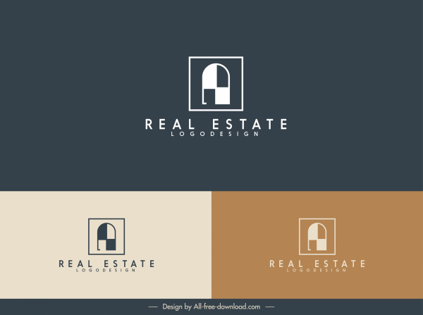 Immobilien-Logo-Logo-Flachfenster-Form-Skizze