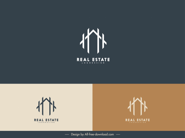 Immobilien-Logo-Haus Skizze flache Linien Dekor