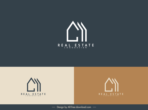 real estate logotype house sketsa desain datar sederhana