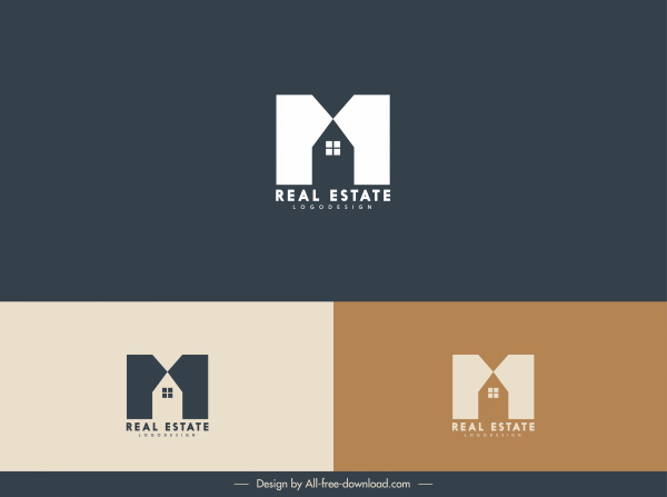 Immobilien Logotype Haus Text Layout flache Skizze