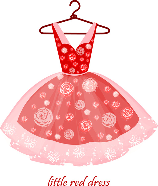 小さな赤いドレスのリアルな描画