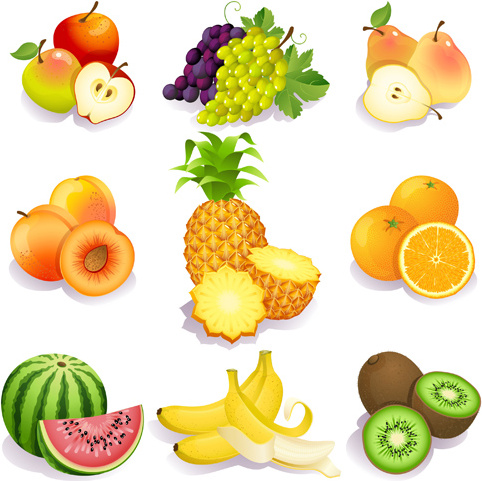 vector de iconos de frutas realistas