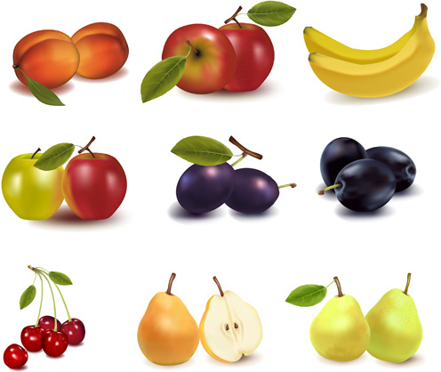 vector de iconos de frutas realistas