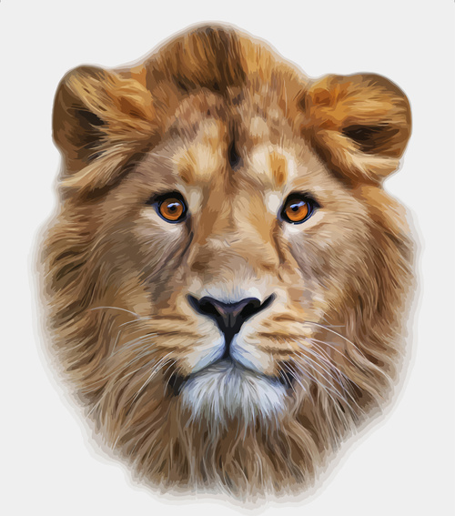 singa realistis kepala desain vektor