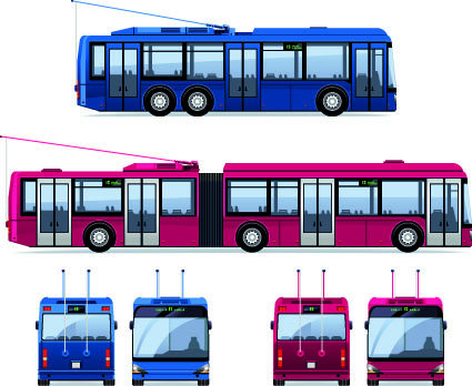 realistis trolleybus desain vektor