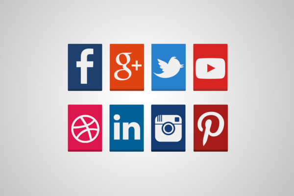 rechteckige social Media-Symbole