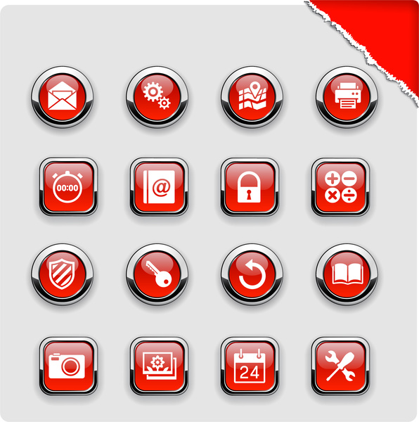 coleção de ícones do computador vermelho